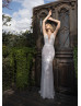 Sparkling Deep V Neck Wedding Dress With Removable Train